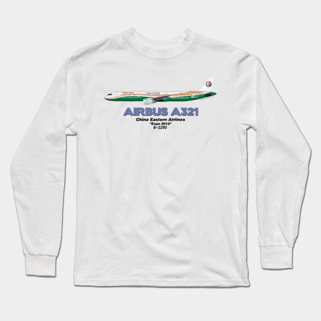 Airbus A321 - China Eastern Airlines "Expo 2010" Long Sleeve T-Shirt by TheArtofFlying